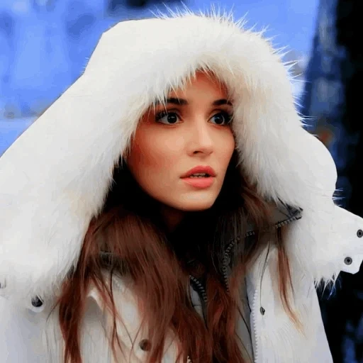 young woman, girls, fur hat, the fur hat is female, girl with a fur hat