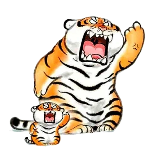 тигр тигренок, bu2ma_ins тигр, смешные тиграми, тигр иллюстрация, толстый тигр японский