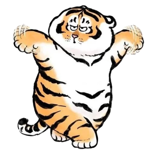 um tigre gordinho, o tigre é engraçado, tigre gordo, arte do tigre gordinho, o tigre gordinho bu2ma