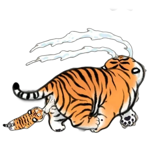 o tigre é engraçado, tigre gordo, os animais são tigre, bu2ma_ins tiger, ilustração do tigre