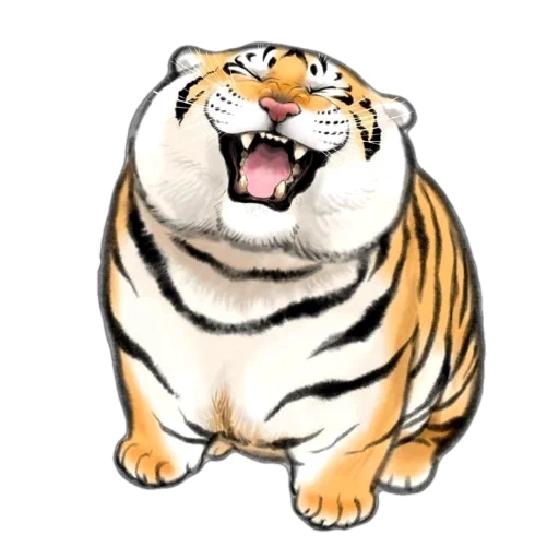 тигр, bu2ma тигры, тигр смешной, толстенький тигр, тигр иллюстрация