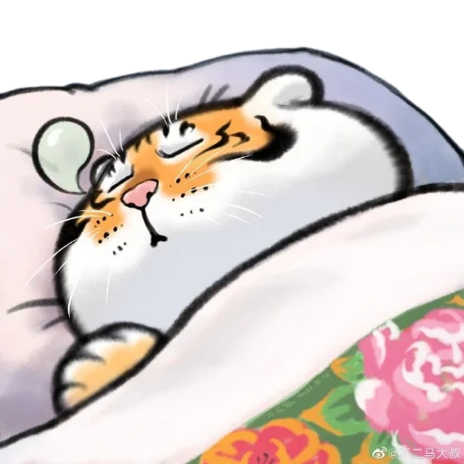 cat, fat tiger, the animals are cute, bu2ma_ins tiger, illustration tiger