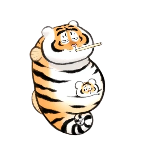 ein molliger tiger, fett tiger, chubby tiger art, tiger süße zeichnung, eine mollige zeichnung