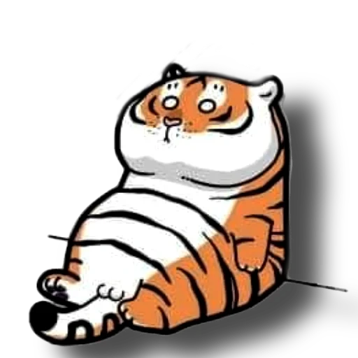 the tiger is cute, tiger objork, fat tiger, chubby tiger art, fat tiger bu2ma