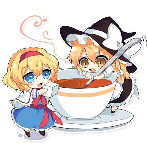 touhou chibi алиса, alice chibi тохо, kirisame marisa, alice margatroid, ёка и мизу аниме