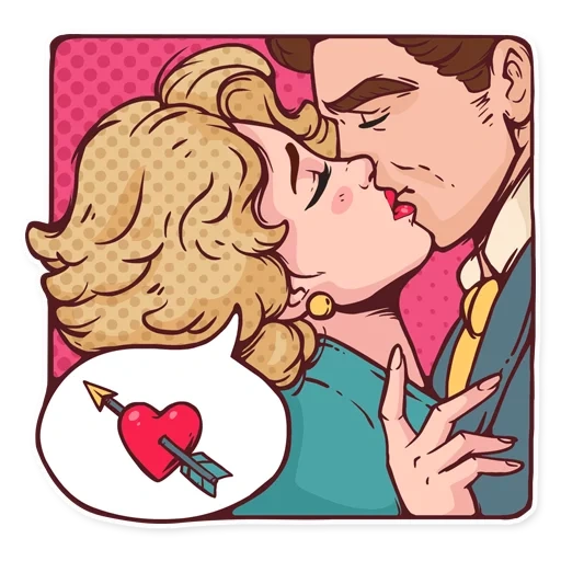 мэрилин монро, стикер поцелуй, telegram stickers, скриншот, поцелуй в стиле поп арт