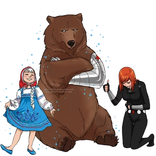 медведь, медведь герой, медведь иллюстрация, медведь обнимает девушку, дружелюбный медведь иллюстрация