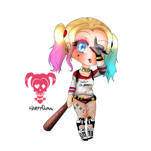 chibi harley, harley quinn, harley de escuadrón suicida, destacamento de suicidio de harley quinn, escuadrón suicida harley quinn