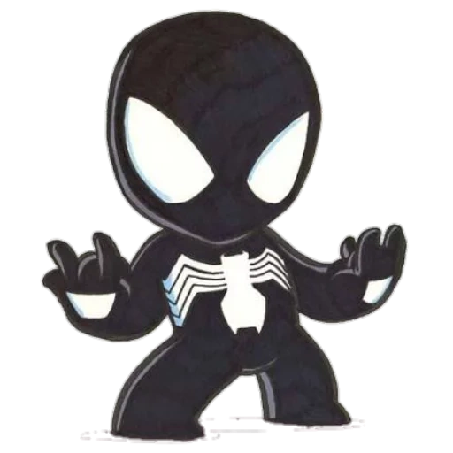 mordic, chibi de veneno, chibi de la araña del hombre, venom chibi con un lápiz, chibi black man spid