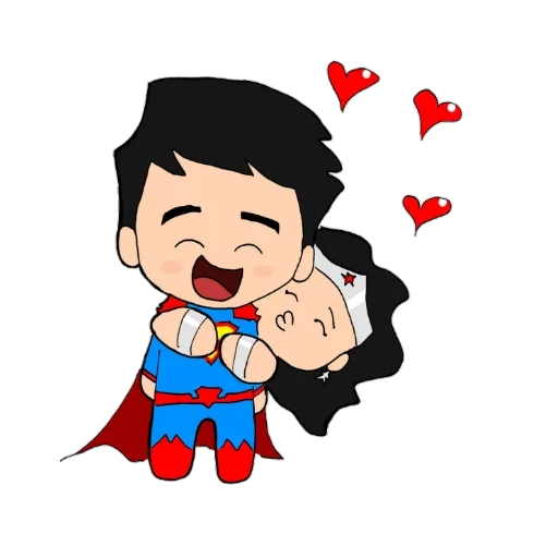 asiatico, superfan, superuomo, supereroe, superman chibi