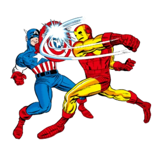герои марвел, комиксы супергерои, герои марвел рисунки, супергерои marvel 1966, железный человек против капитан марвел