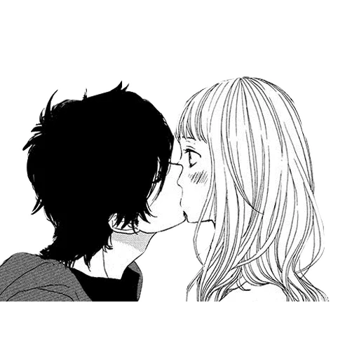 cartoon couple, animation simplicity, anime picture, couple painting, anime kiss pattern