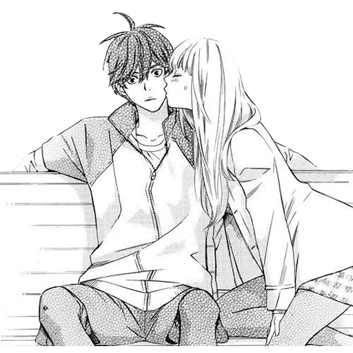 um par de mangá, mangá de um casal, beijo de mangá, pares de anime de mangá, desenhos de anime de um casal
