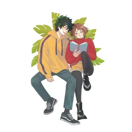 izuku, pareja de animación, tianjin boca grande, pareja encantadora de animación, héroe de inco midoria