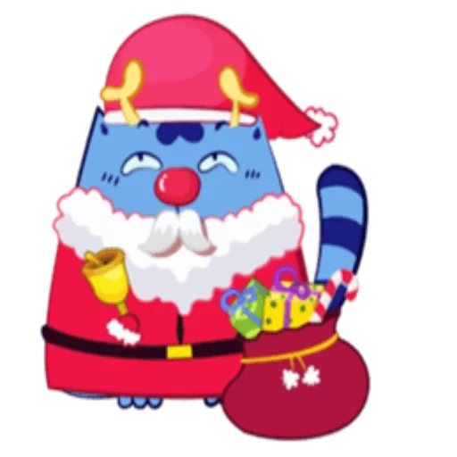 santa, santa claus, draemon gian, cat clown dear, sampler happy christmas