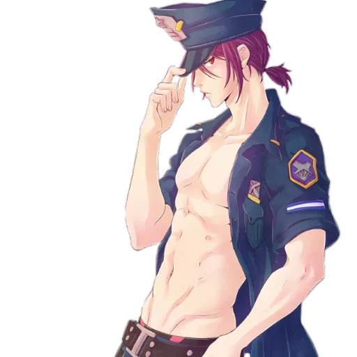 anime guys, anime arta guys, rin matsuoka is a policeman, rin matsuoka police art, rin matsuoka police wallpaper