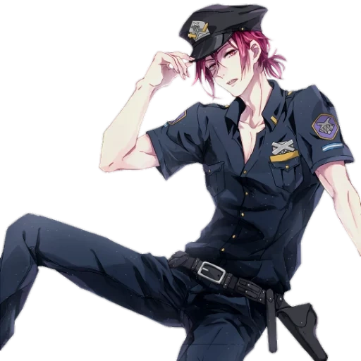 rin matsuoka, anime rin matsuoka, rin matsuoka est un policier, fond d'écran de police de rin matsuoka, rin matsuoka un costume de policier