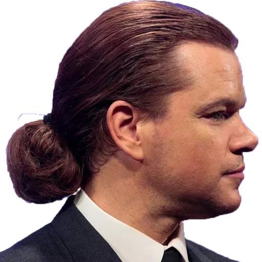 eles, pão de homem, matt damon, cauda de penteado, penteado masculino com cauda