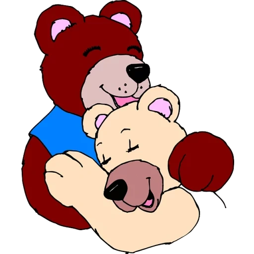 bear hug, holding clip, bear chuck, curly-haired bear art, illustrated bear