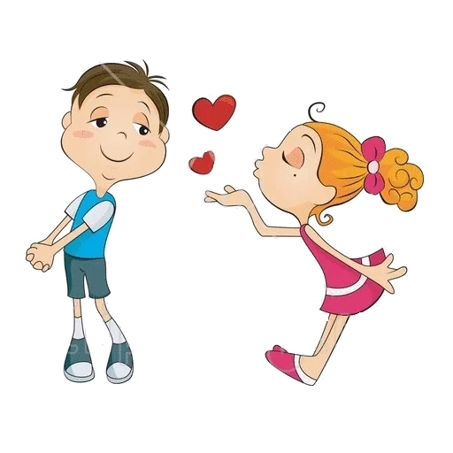 share pictures, boy and girl cartoons, girls play cartoon boys, the boy fell in love with funny pictures, boys and girls on valentine's day