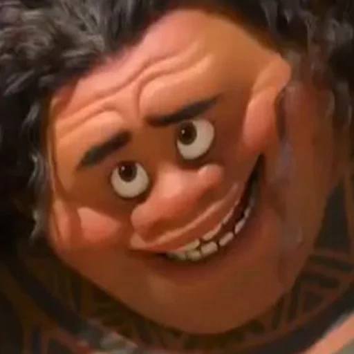 maudi, moana, maui meme, le visage de maui, personnages moana