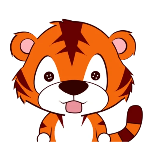 la piccola tigre, la tigre è felice, piccola tigre carina, piccola faccia di tigre, tiger cartoon