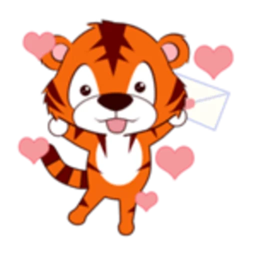 la tigre, la piccola tigre, la tigre è felice, tigre rosa, tigre di capodanno per bambini