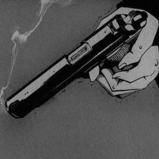 рисунок, манга пистолет, аниме пистолет, пистолет эстетика, пистолет руке арт