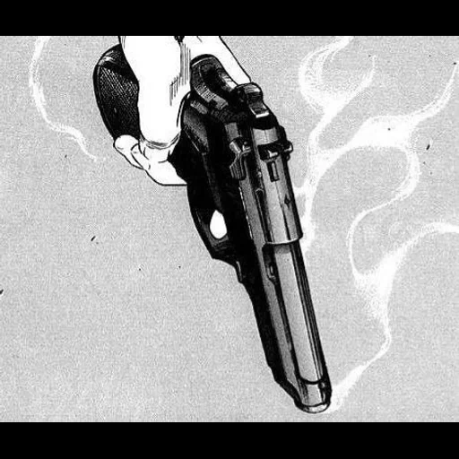 арт пистолет, манга пистолет, пистолет скретч, пистолет руке арт, эстетика револьвера аниме