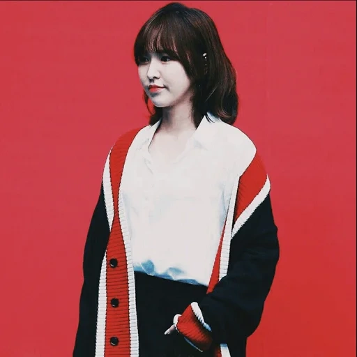 koreanische mode, koreanisch, roter samt irene, red fleece wendy, wendy red light cord psecco