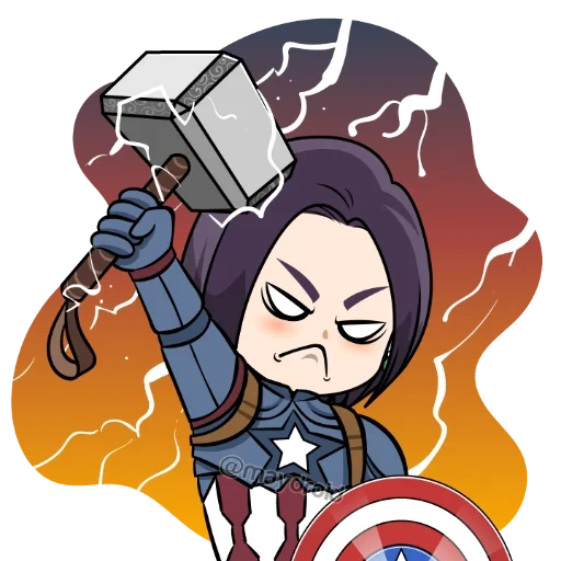 anime, loki chibi, heroes marvel, captain marvel chibi, captain america marvel