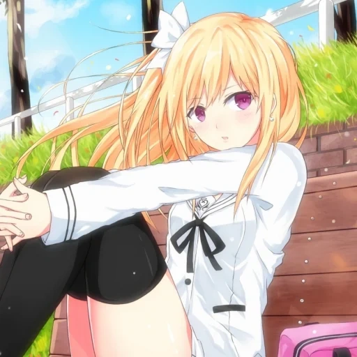 tian jinfa, meet with life, date a live mayuri, anime girl animation, cartoon girl blonde hair