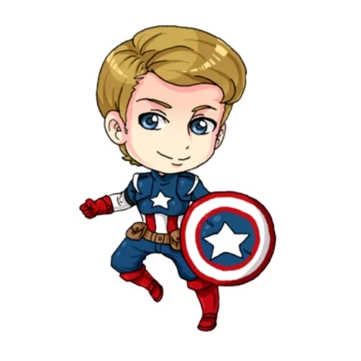 chibi steve rogers, capitão de soldado, capitão américa chibi, capitão américa da marvel, marvel capitão dos eua chibi