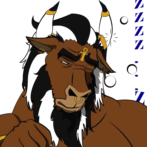 anime, horse, faun satir, bull character, cartoon bull