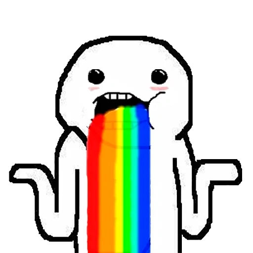 die meme, lustige witze, erbrechen des regenbogens, out of the rainbow, regenbogen katze kommt aus dem mund