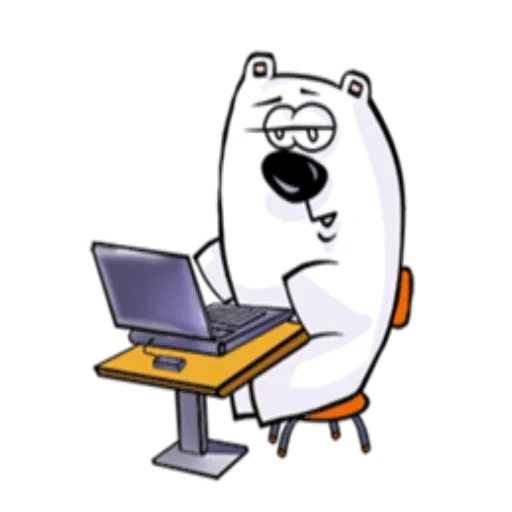 l'orso, divertente, cold affairs, pittura di kriakin, simon il gatto davanti al computer