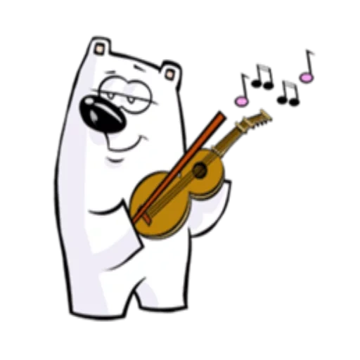 llevar, estampado de oso, el oso es blanco, oso frío, guitarra para colorear