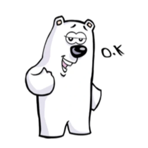 white bear, polar bear, cheerful bear, cartoon polar bear