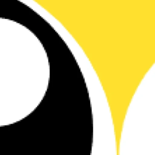 logo, darkness, the eyes are yellow, abstract design, yellow black and white logo