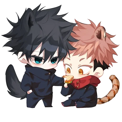 creatividad de animación, chibi bakugo, personajes de animación, personajes de arte de animación, jujutsu kaisen fushiguro megumi red cliff