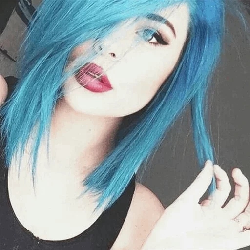 цвет волос, цвет волос синий, синие волосы каре, девушка синими волосами, 50 дней до моего самоубийства