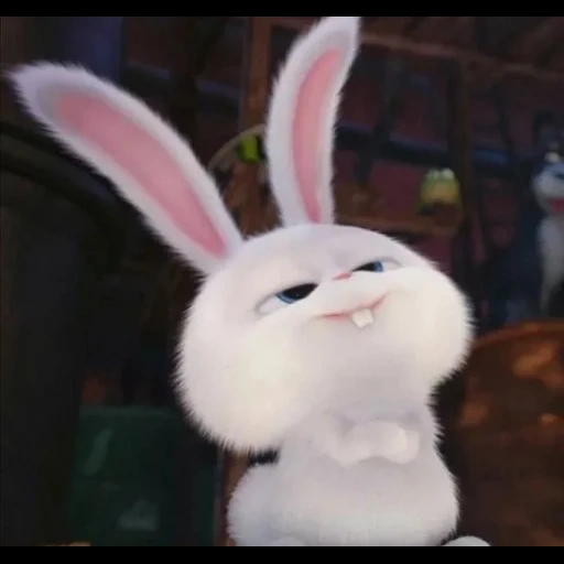hare snowball, rabbit snowball, satisfied rabbit snowball cartoon, little life of pets rabbit, last life of pets rabbit snowball