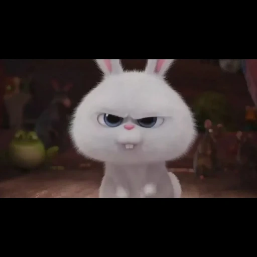 conejo enojado, bola de nieve de conejo, vida secreta del conejo, cartoon bunny secret life, la vida secreta de las mascotas es el conejo malvado