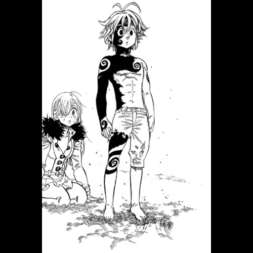 manga meliodas, meliodas ap felk, tujuh dosa fana, manga tujuh dosa fana, meliodas tujuh dosa fana hitam putih