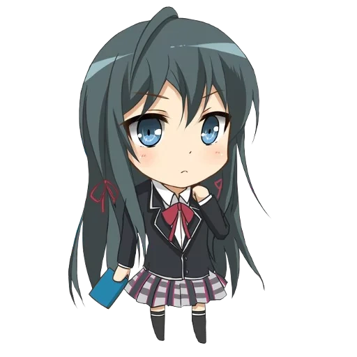 chibi yukino, chibi mitsuki, tamagi di bawah chibi, yukinoshita yukino, seragam sekolah chibi