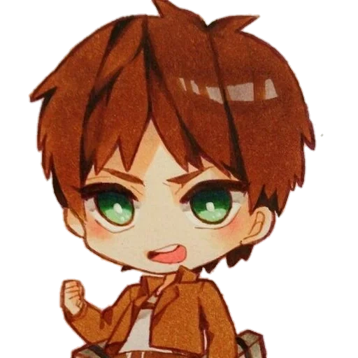 eren chibi, eren yeger chibi, anime characters, attack of the titans chibi, titans attack lovely arts