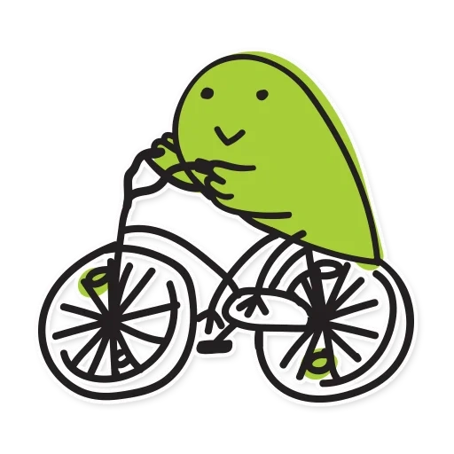 people, cotton wool roll, riding a bicycle, lemon bike, green little man bicycle