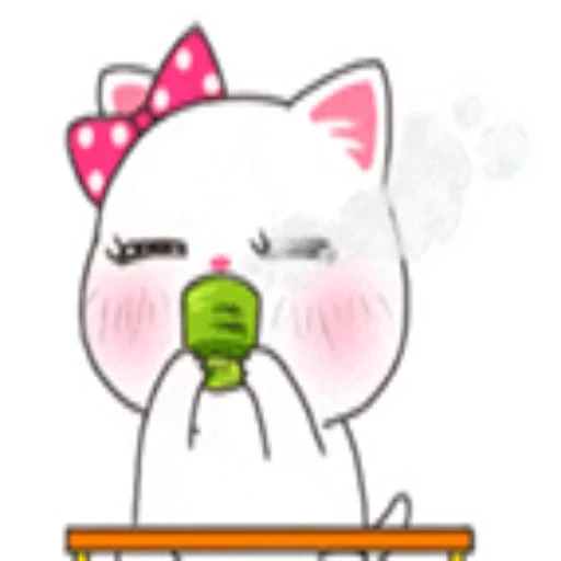 gato, un juguete, dibujos de kawaii, conejo machiko, emoticones de anime