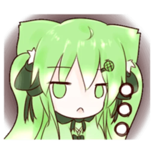 seni anime, gambar anime, karakter anime, enkida faith chibi, hatsuna miku dengan rambut hijau
