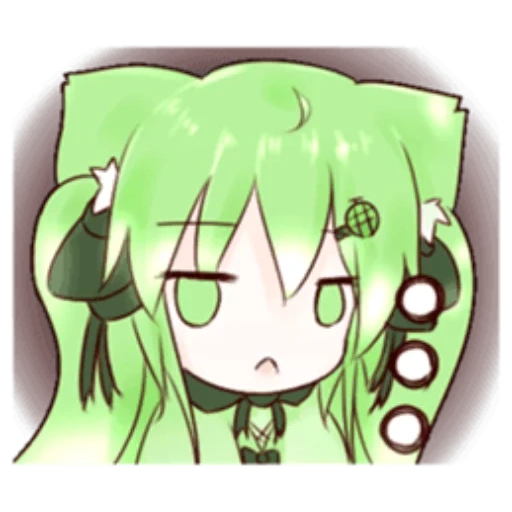 arte anime, immagini di anime, i personaggi degli anime, enkidu crede a chibi, capelli verdi hazin meiqu